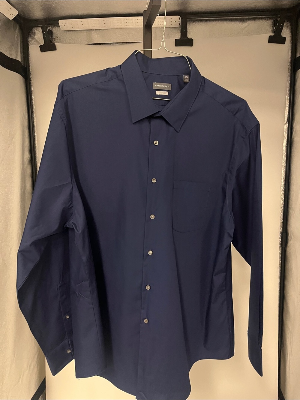 Van Heusen Dark Blue Long-Sleeve Dress Shirt